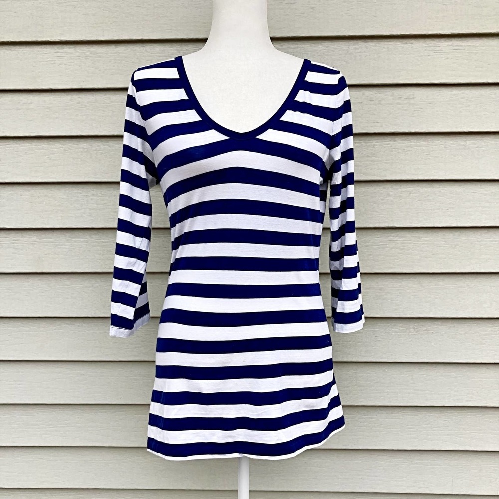 Banana Republic V neck Stripe Shirt Top Size Medium